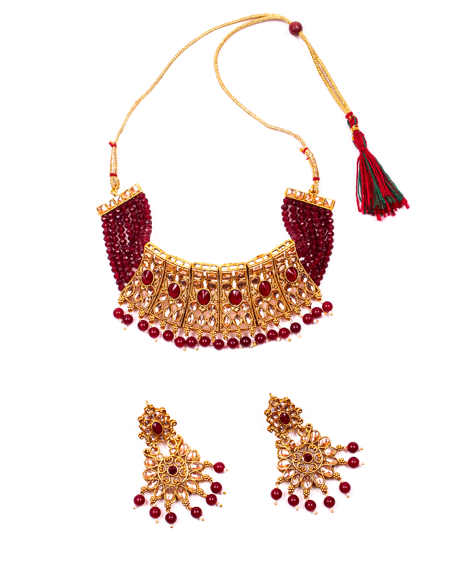 Gold-Plated Alloy Crystal & Alloy Designer Choker Necklace - The Pari - Distacart