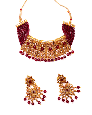 Gold-Plated Alloy Crystal & Alloy Designer Choker Necklace - The Pari - Distacart