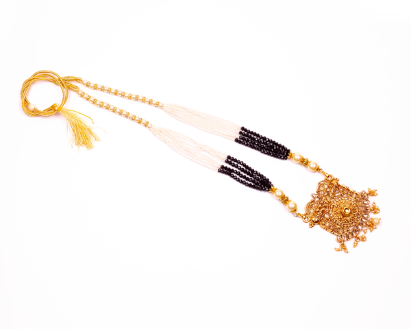 Gold-Plated Alloy Pearl And Beads Mala Pendant Set - The Pari - Distacart