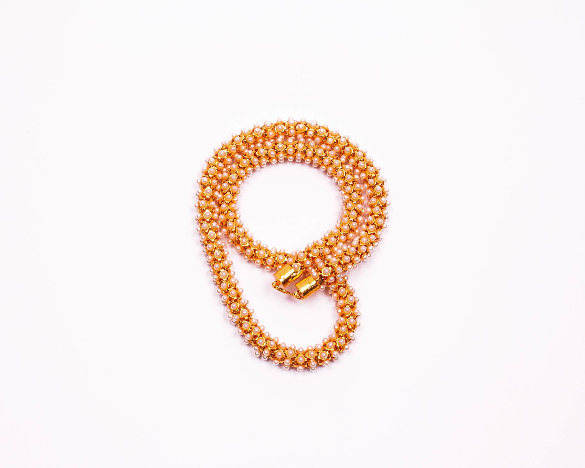 Gold-Plated Alloy Pearl Studded Chain Necklace - The Pari - Distacart