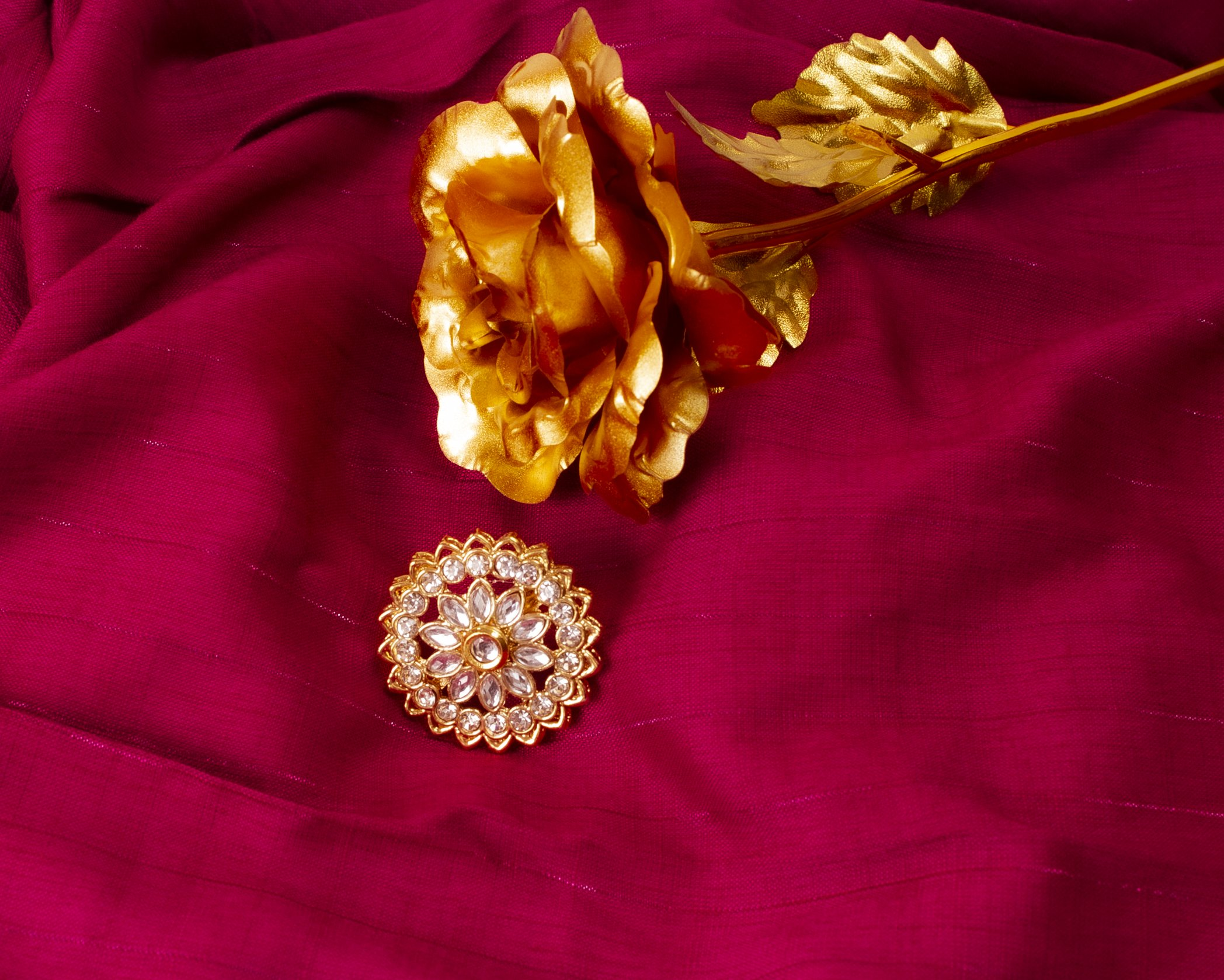 Gold-Plated Alloy Classic Ethnic Cocktail Ring - The Pari - Distacart