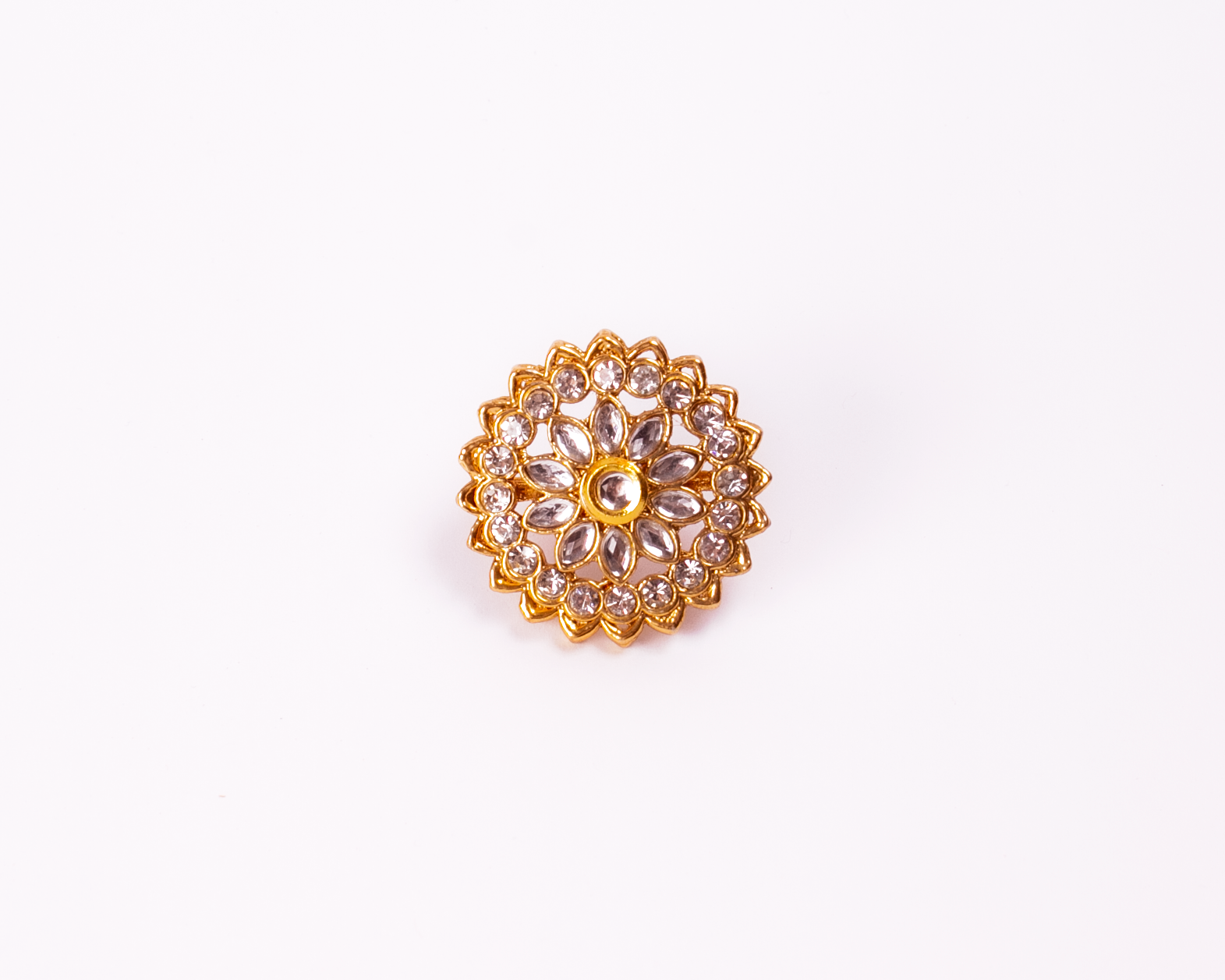Gold-Plated Alloy Classic Ethnic Cocktail Ring - The Pari - Distacart