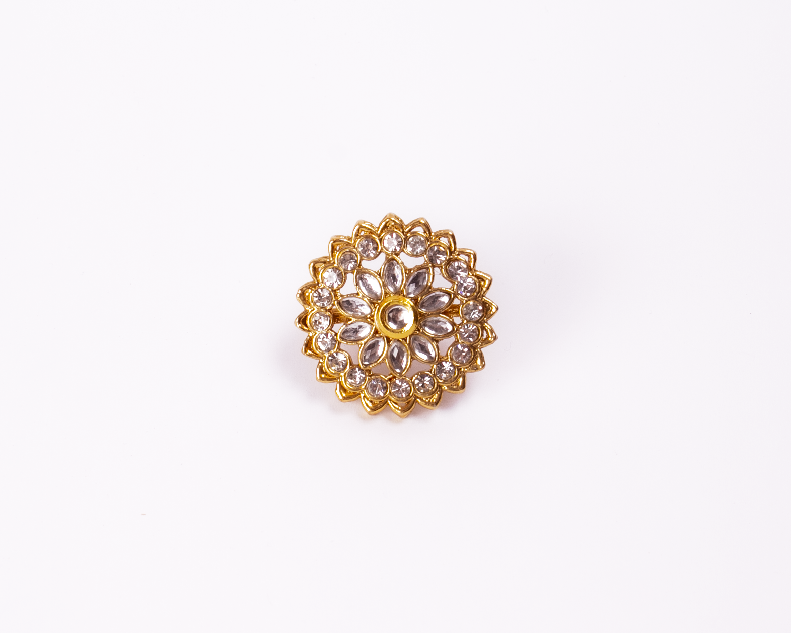 Gold-Plated Alloy Classic Ethnic Cocktail Ring - The Pari - Distacart