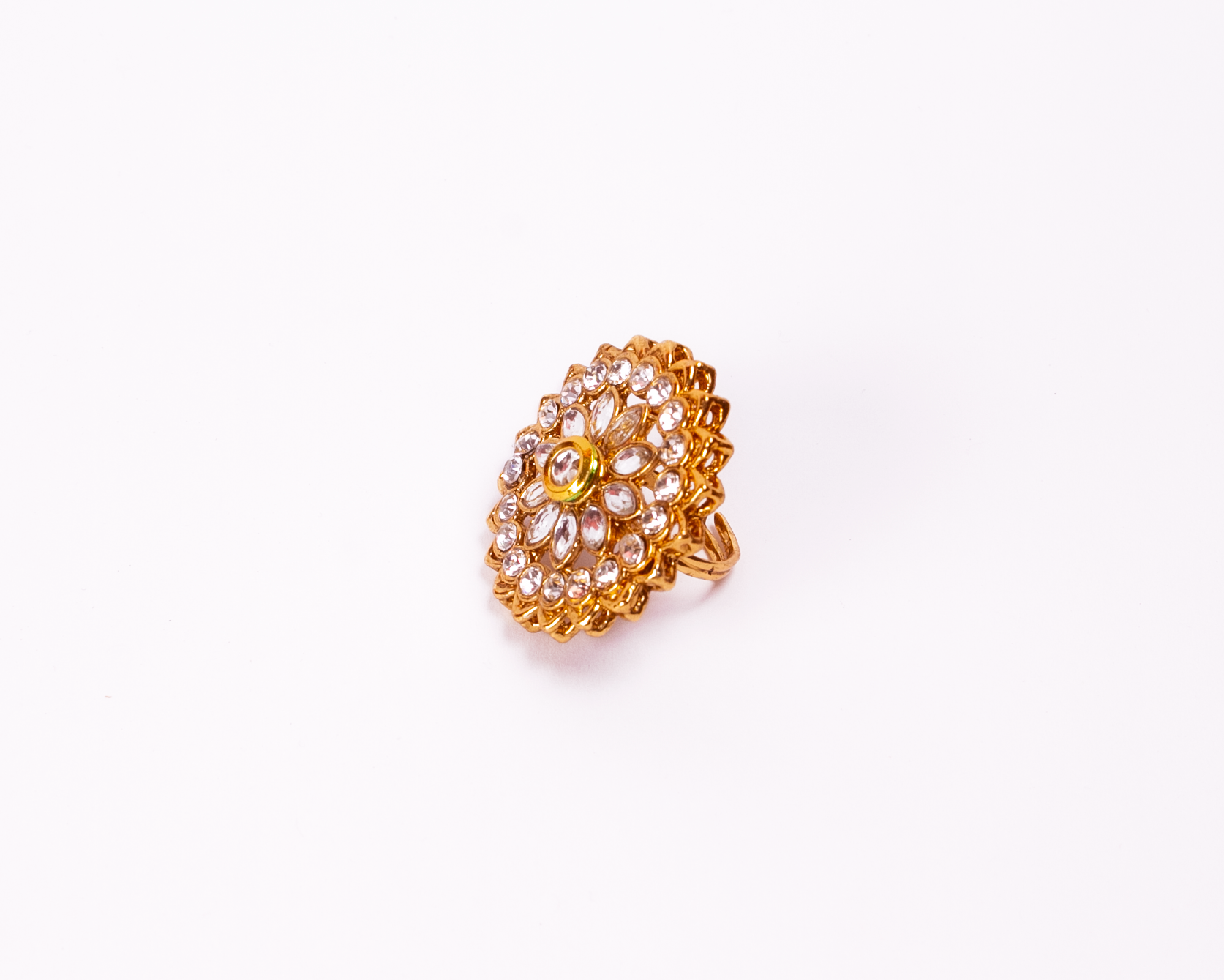 Gold-Plated Alloy Classic Ethnic Cocktail Ring - The Pari - Distacart