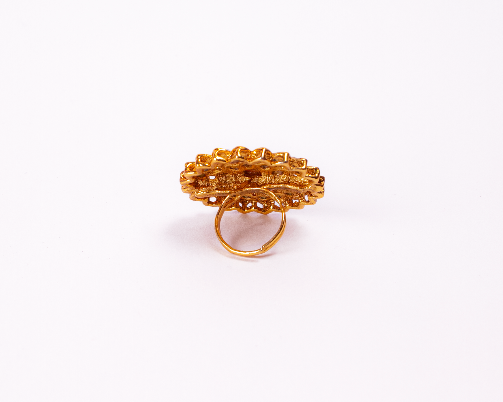 Gold-Plated Alloy Classic Ethnic Cocktail Ring - The Pari - Distacart