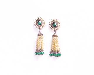 Gold-Plated Alloy Pearl Round Designer Earrings - The Pari - Distacart