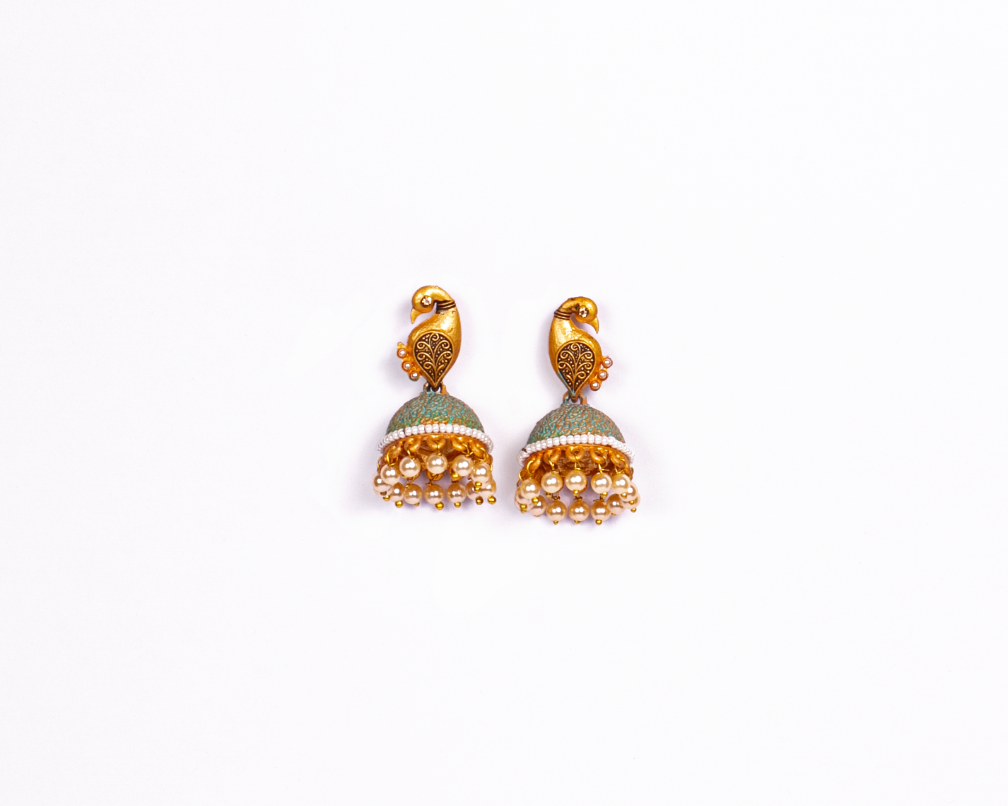 Gold-Plated Alloy Peacock Shape Jhumki Earrings - The Pari - Distacart