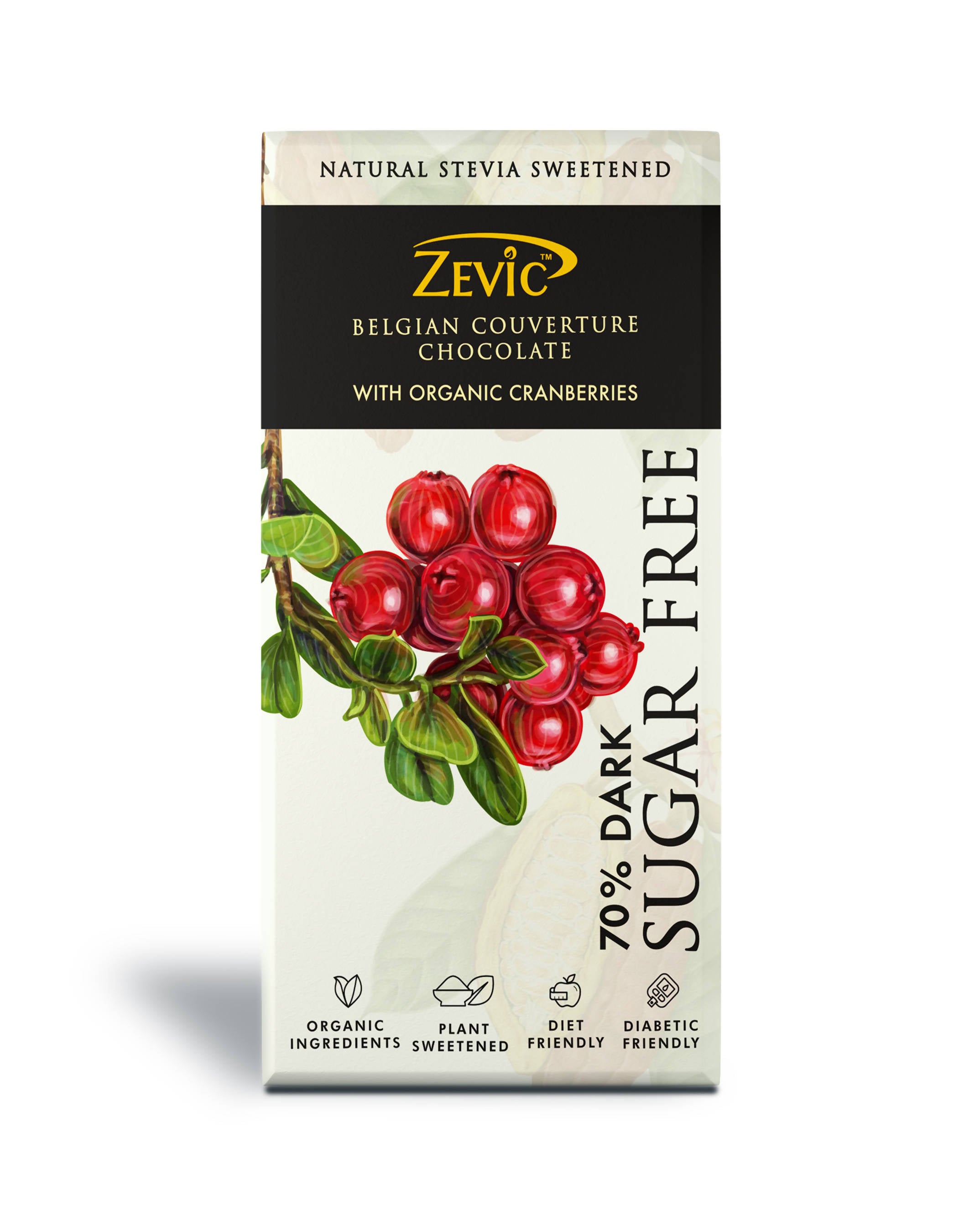 Zevic 70% Dark Belgian Couverture Chocolate with Organic Cranberries