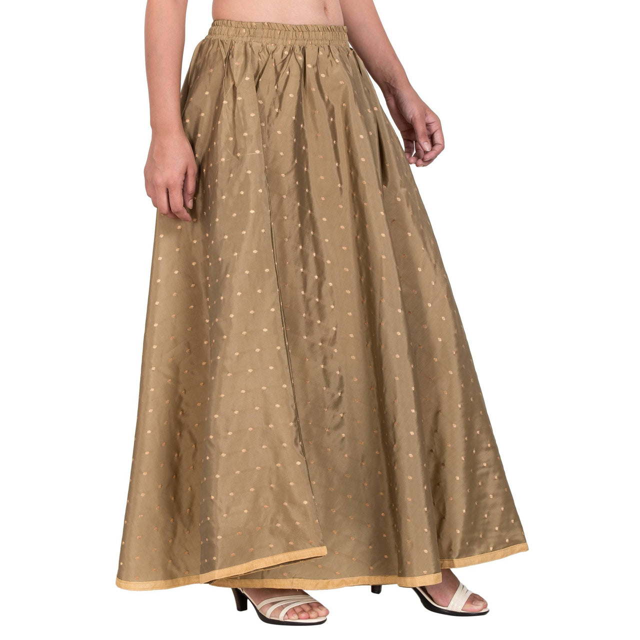 Asmaani Olive Green Color Golden Zari Work Maxi Skirt
