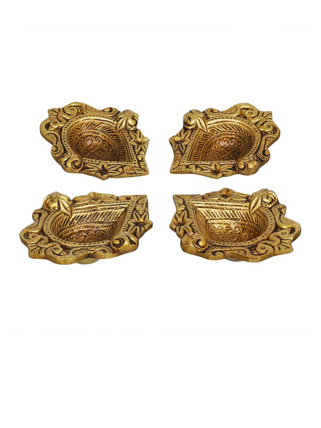 eCraftIndia 4 Pieces Beige Ethnic Design Diyas - Distacart