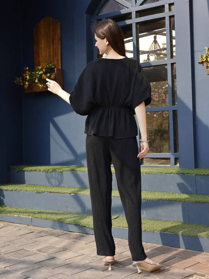 Black Crush Plain Top with Matching Bottom - Eesha - Distacart