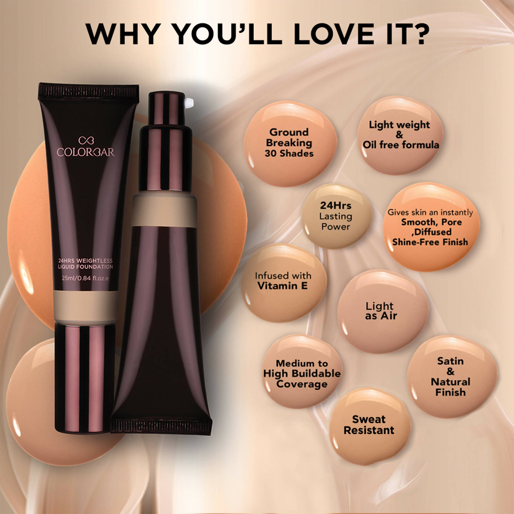 Colorbar 24Hrs Weightless Liquid Foundation Fw 3.3 - Distacart