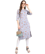Thumbnail for Vamika Grey French Crepe Printed Party Wear/Casual Wear Kurti - Distacart