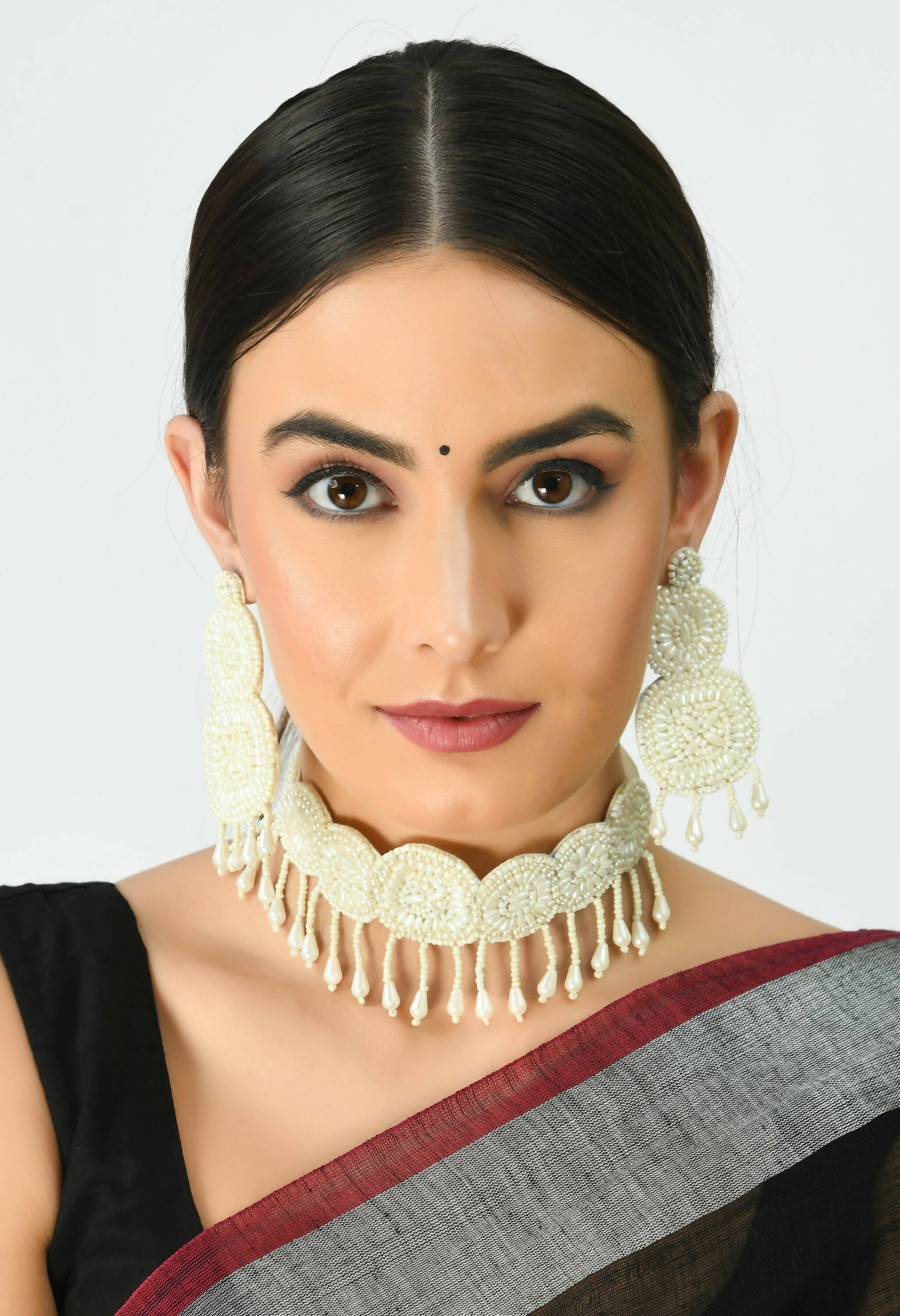 Mominos Fashion Johar Kamal Handicraft Pearls Necklace with Earrings For Women - Distacart