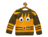 Thumbnail for Chutput Kids Woollen Hand Knitted Lion Design Sweater For Baby Boys - Yellow - Distacart