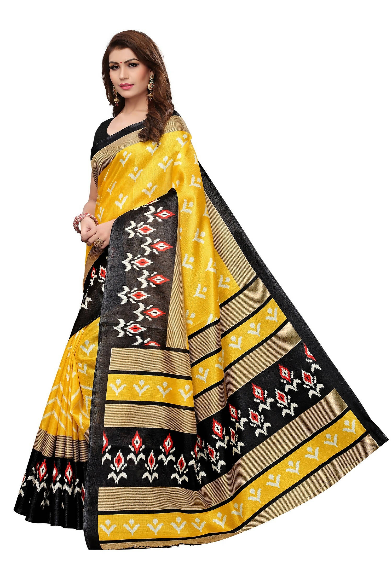 Vamika Kalamkari With Jhalar Khadi Silk Saree In Yellow Color - Distacart