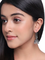 Thumbnail for NVR Women Silver-Plated Contemporary Jhumkas Earrings - Distacart