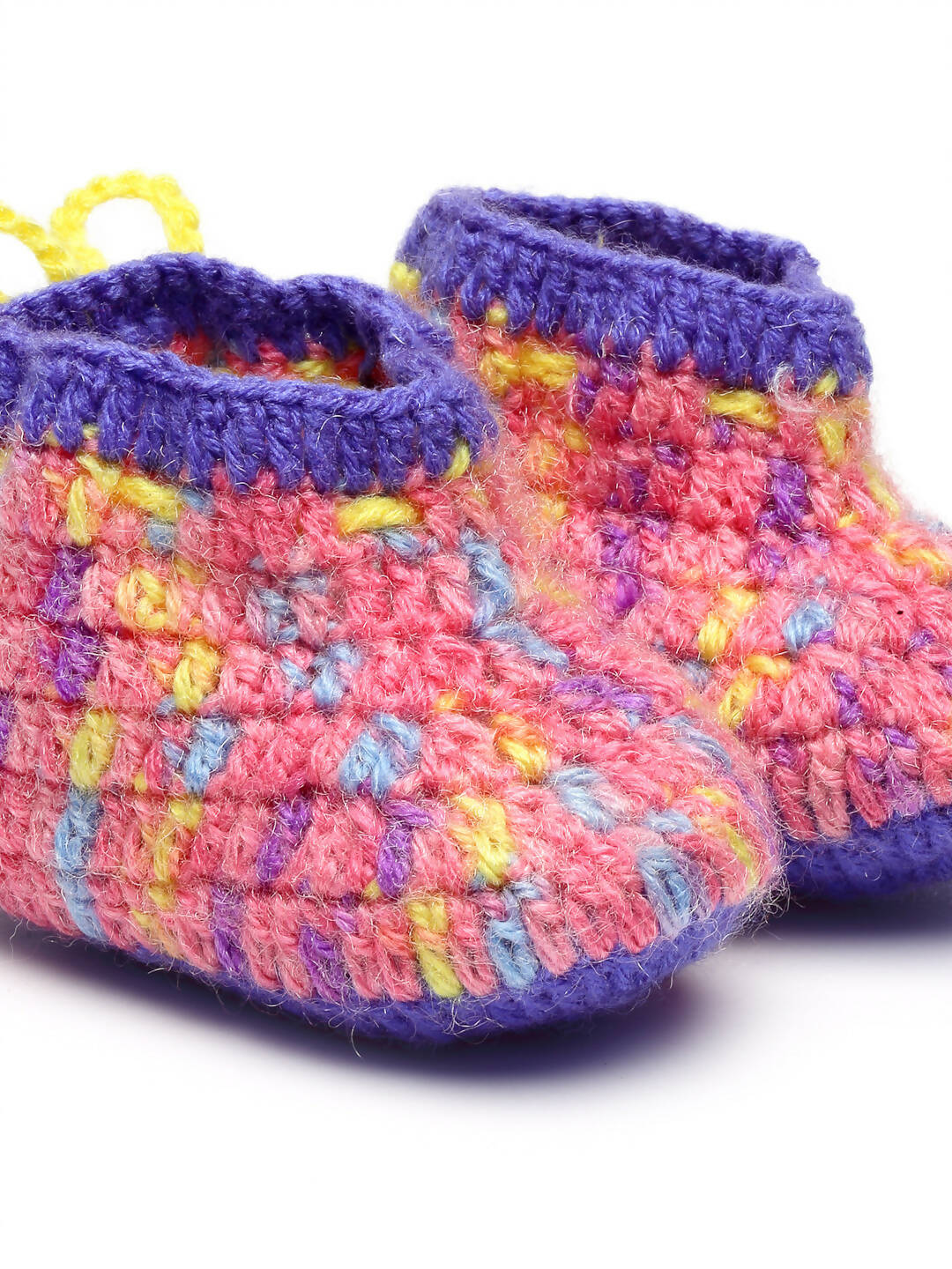 Chutput Kids Woollen Hand Knitted Self Desgin Detailed Booties - Purple - Distacart