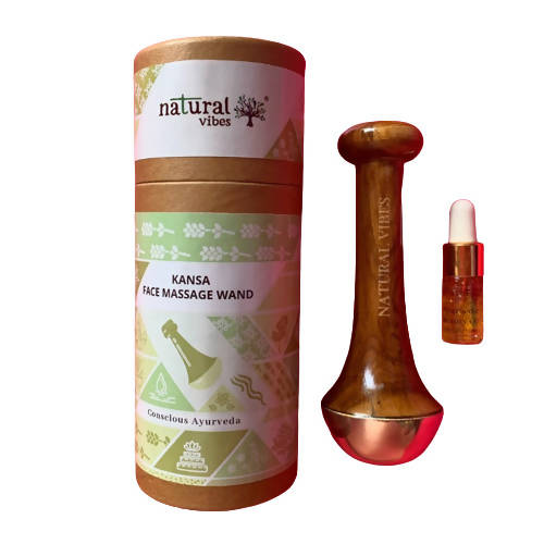 Natural Vibes Kansa Face Massage Wand with Free Gold Beauty Elixir Oil - Distacart