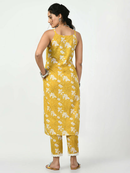 Myshka Women's Yellow Straight Printed Kurta - Distacart
