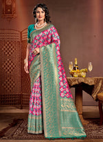 Thumbnail for Pink Patola Silk Zari Woven Design Saree with Unstitched Blouse Piece - Aachal - Distacart