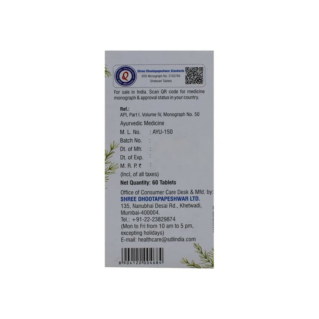 Dhootapapeshwar Satavari Tablets - Distacart