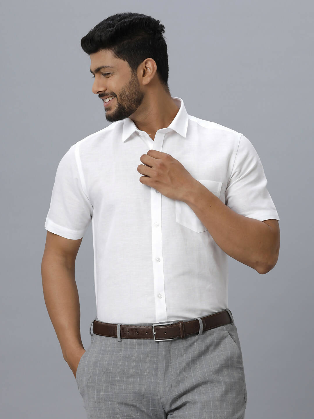 Ramraj Cotton Mens Half Sleeve White Shirt Plus Size - Justice White - Distacart
