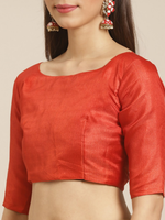 Thumbnail for Saree Mall Rust Red & Green Printed Saree - Distacart
