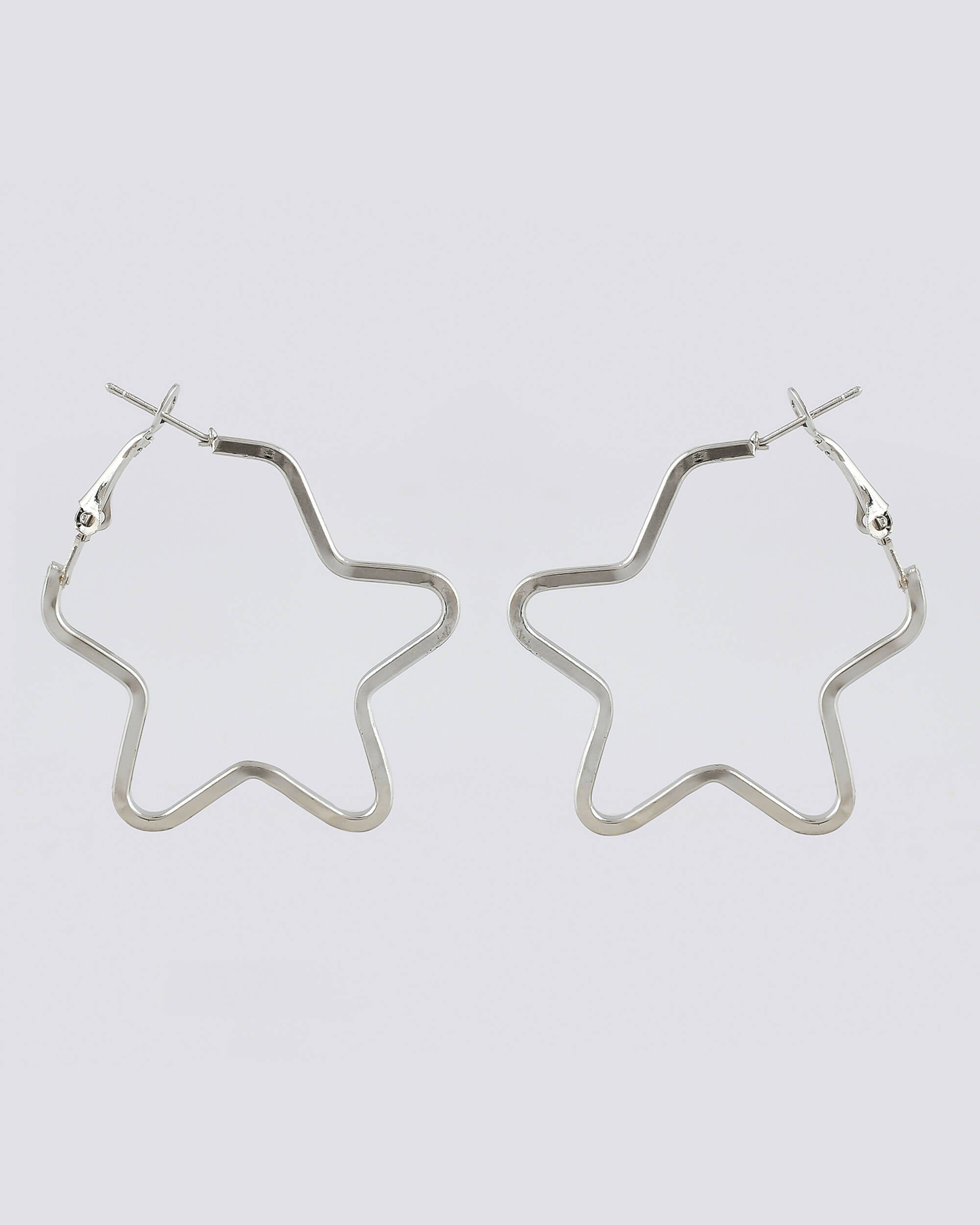 VOJ Women Sliver Tonned Star Shape Stainless Steel Hoop Earrings - Distacart