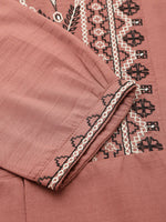 Thumbnail for Brown Chinon Floral Embroidered Top - Zeny - Distacart
