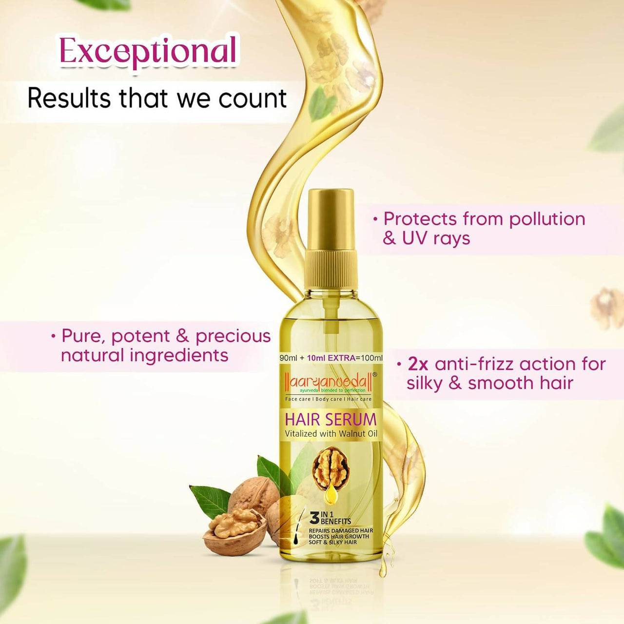 Aaryanveda Hair Serum Vitalized with Walnut Oil - Distacart