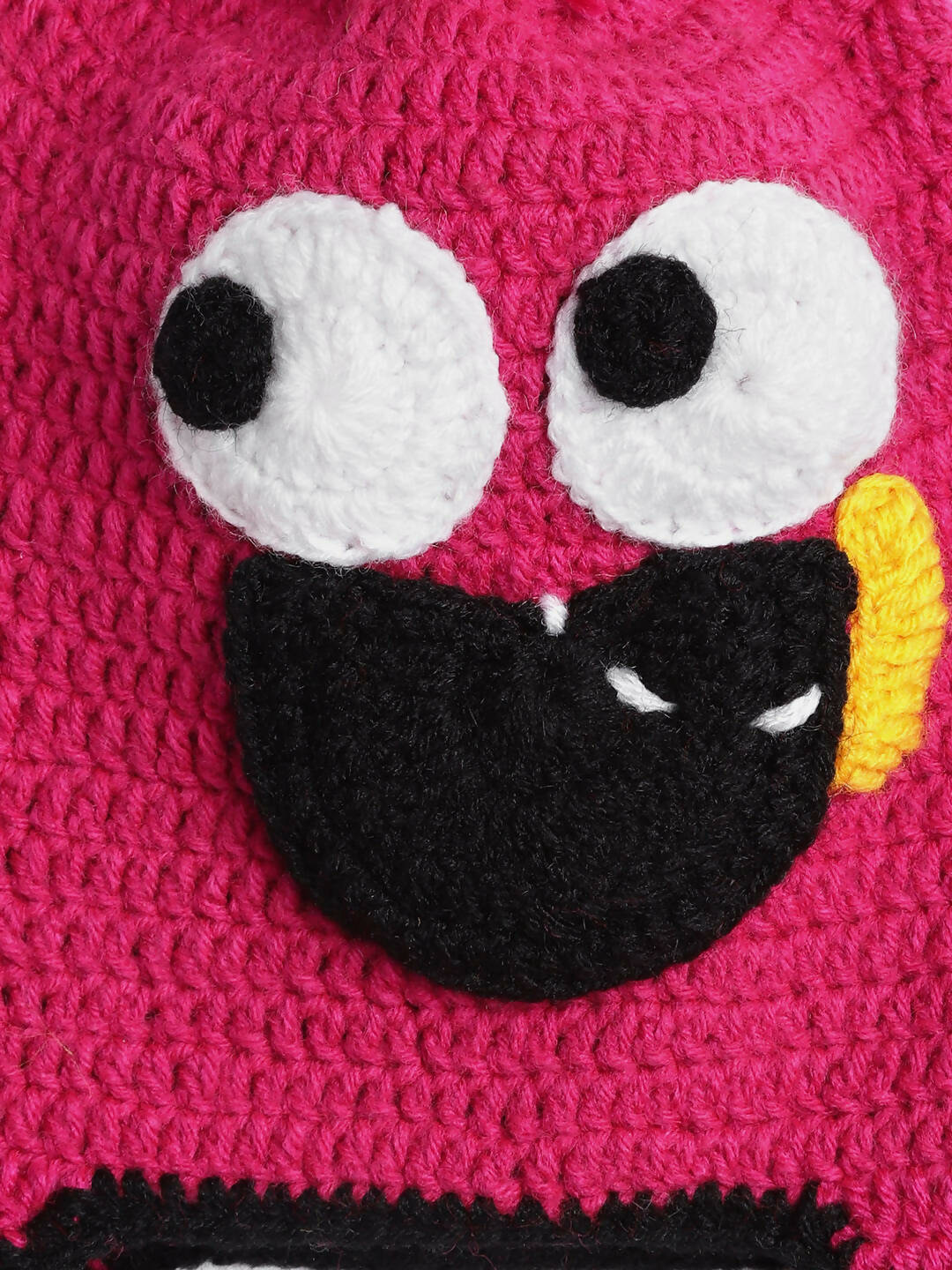 Chutput Kids Woollen Hand Knitted Googly Eye Detail Cap - Magenta - Distacart