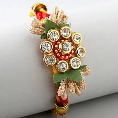 Designer Antique Rakhi & Kaju Katli Box - Distacart