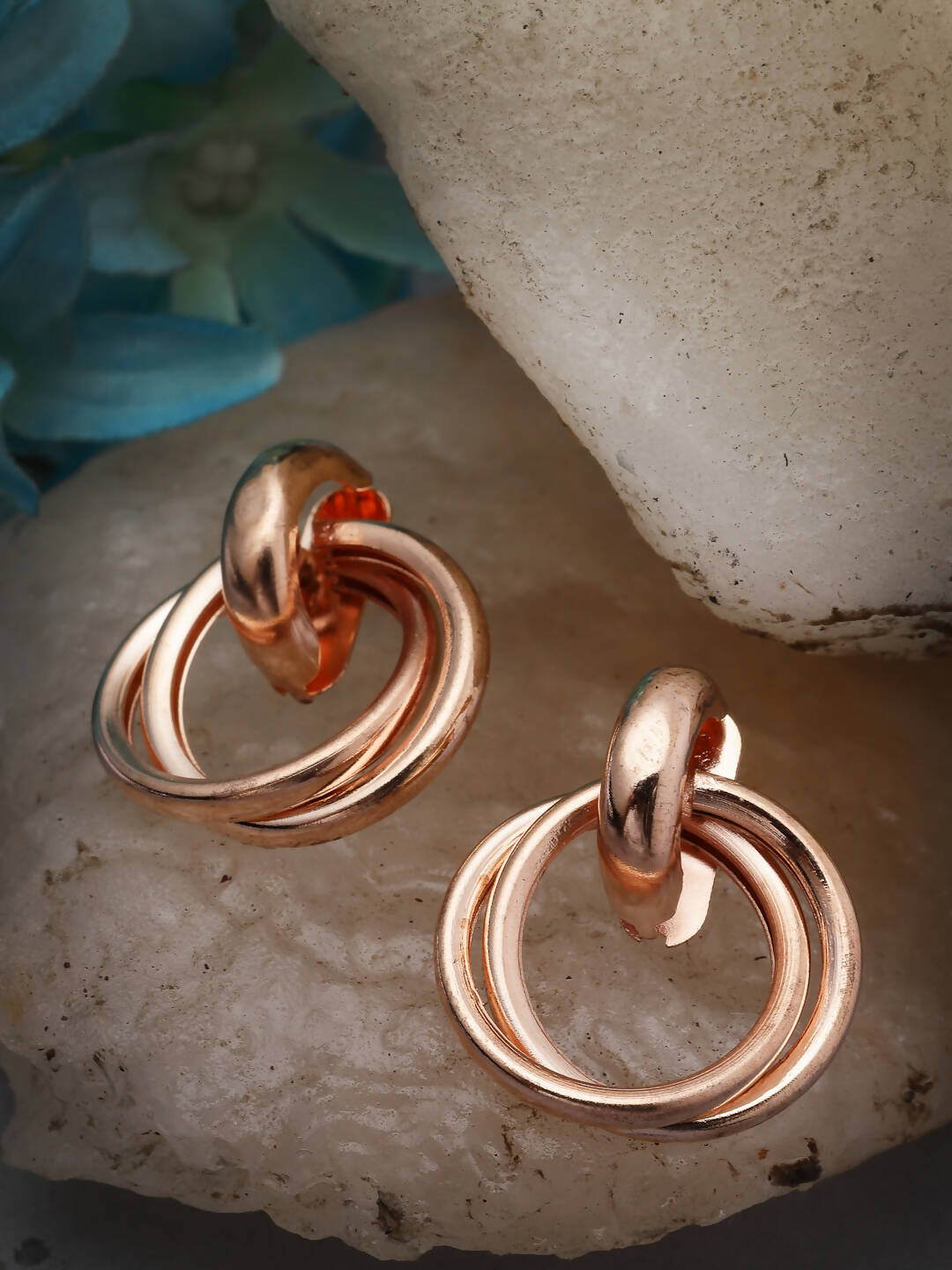 NVR Women's Western Gold Plated Circular Metal Hoop Earrings - Distacart
