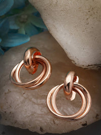 Thumbnail for NVR Women's Western Gold Plated Circular Metal Hoop Earrings - Distacart