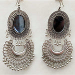 Thumbnail for Kashmiri Chandbali Silver Dangle Oxidized Earrings