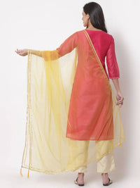 Thumbnail for Myshka Women's Cotton Printed 3/4 Sleeve Round Neck Casual Dark Pink Kurta Pant Dupatta Set
