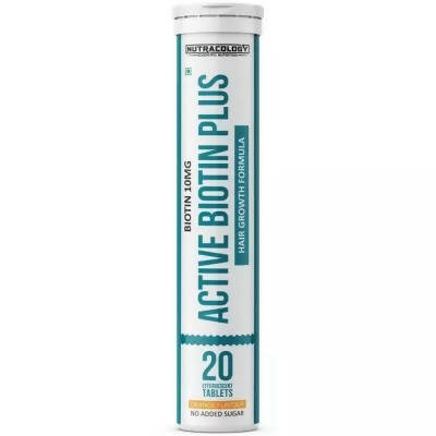 Nutracology Active Biotin Plus Biotin 10000 mcg Effervescent Tablet For Hair Growth, Skin Glow - Distacart