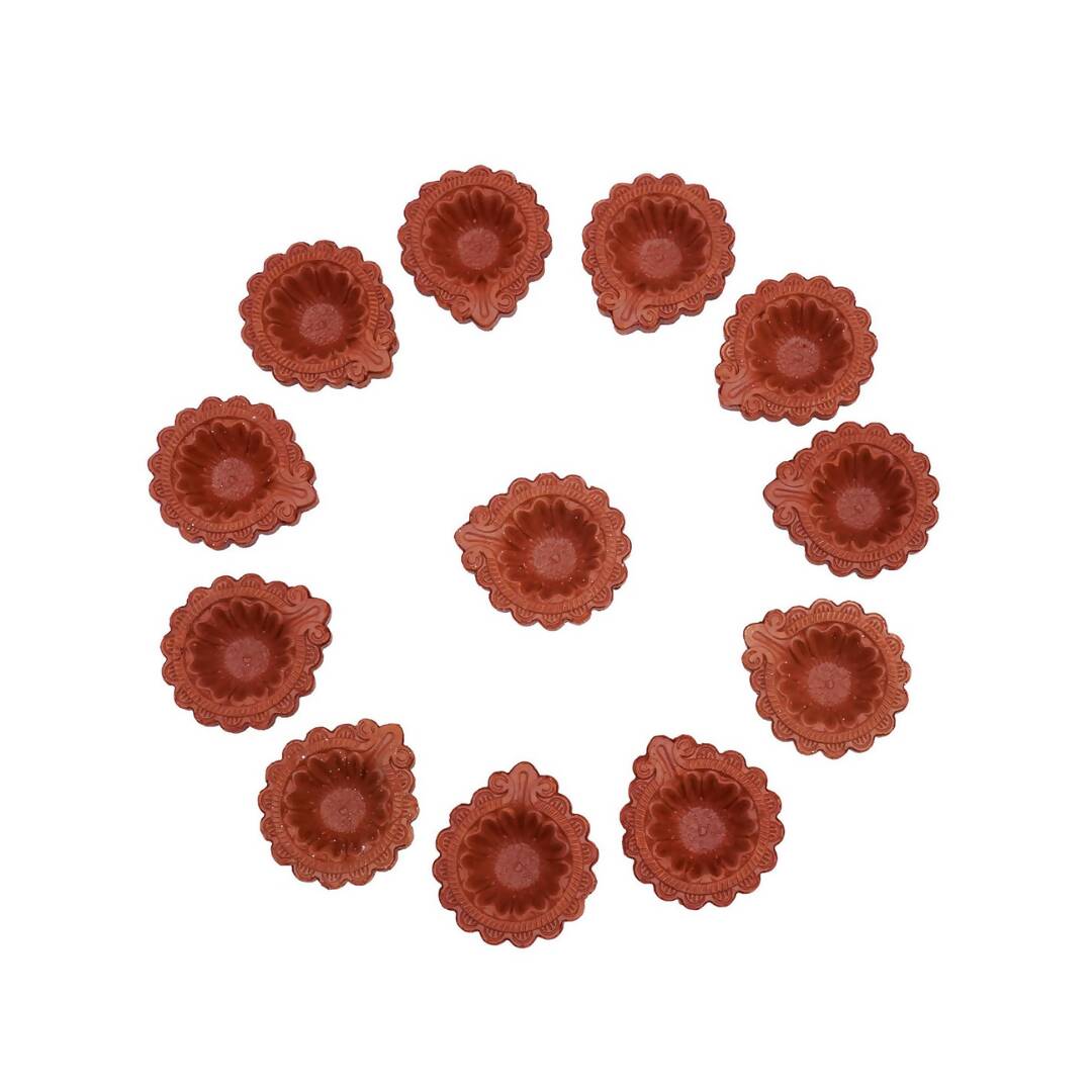 Tied Ribbons Brown Set of 12 Handmade Clay Terracotta Diyas - Distacart