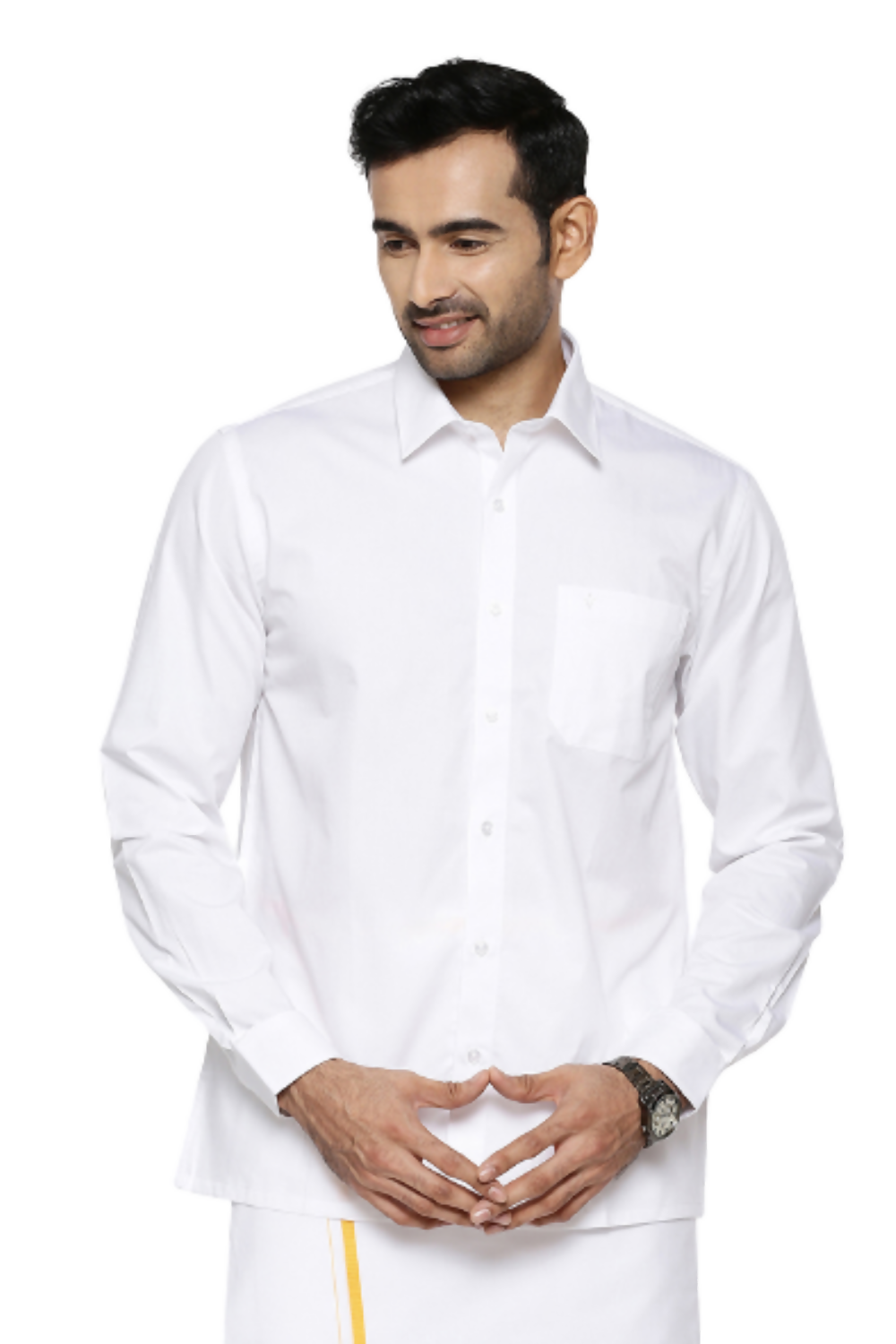 Ramraj Cotton Mens Full Sleeve Formal 100 % Cotton White Shirt - Distacart