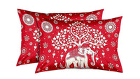 Thumbnail for Vamika Printed Cotton Red Color Bedsheet With Pillow Covers (LEOC_SKHTY_RED) - Distacart