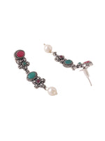 Thumbnail for NVR Women Silver-Plated Stone Studded Oxidised Silver Jewellery Set - Distacart