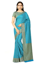 Thumbnail for Mimosa Women's Patola Art Silk Turquoise Blue Saree - Distacart
