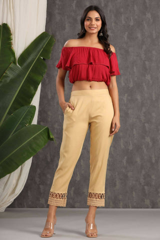 Juniper Women Gold Rayon Solid Slim Fit Pant/Slim Pant - Distacart