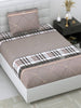DREAM WEAVERZ Beige Checked 220 TC Glazed Cotton Bedsheet with Pillow Covers - Distacart