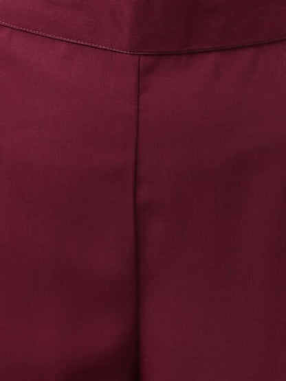 FIORRA Women's Wine Poly Crepe A-Line Kurta Set - Distacart