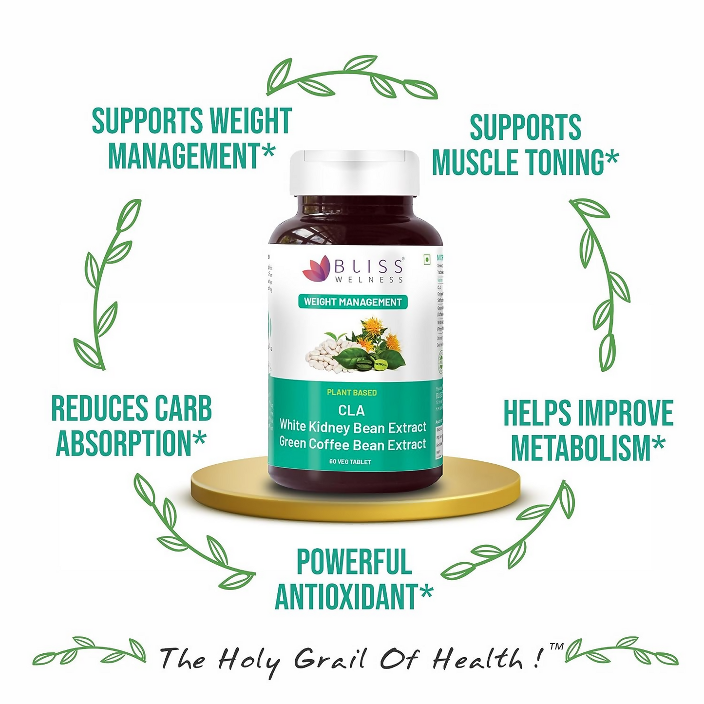 Bliss Welness CLA White Kidney Bean Extract Green Coffee Bean Extract Tablets - Distacart