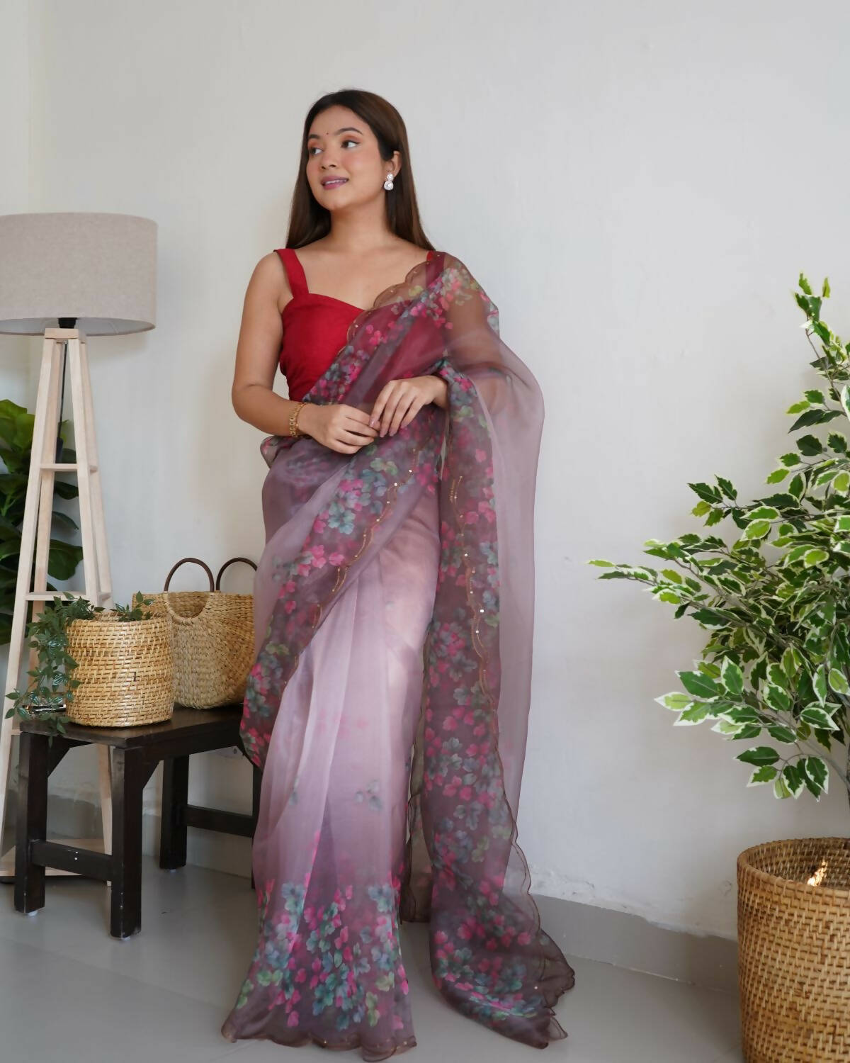 Vamsee Multi Organza Saree - Distacart