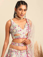 Thumbnail for House of Panchhi Grey Organza Sequins and Zarkan embroidery Lehenga choli & Dupatta - Distacart