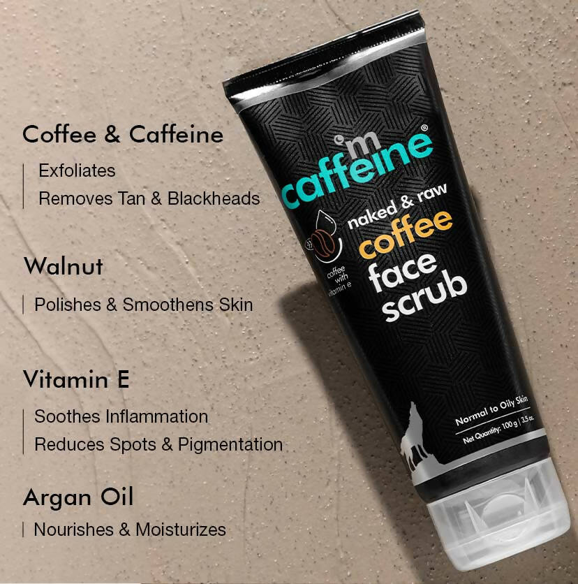 mCaffeine Naked & Raw Coffee Face Scrub with Walnut for Fresh Glow - Distacart